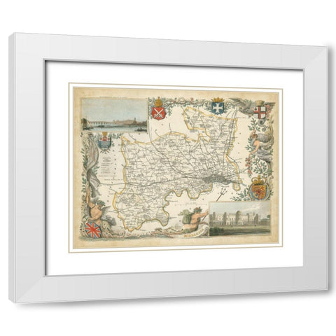 Map of Middlesex White Modern Wood Framed Art Print with Double Matting by Unknown