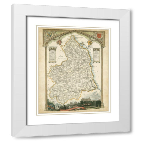 Map of Northumberland White Modern Wood Framed Art Print with Double Matting by Unknown