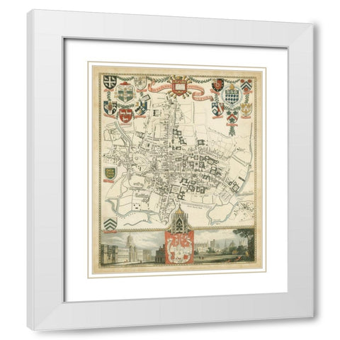 City and University of Oxford White Modern Wood Framed Art Print with Double Matting by Unknown