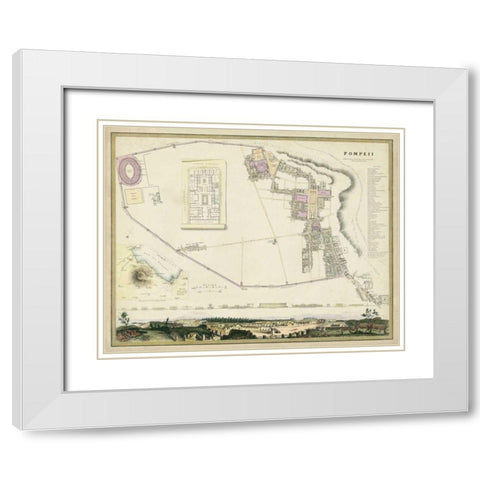 Map of Pompeii White Modern Wood Framed Art Print with Double Matting by Nicholson, T.E.
