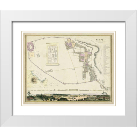 Map of Pompeii White Modern Wood Framed Art Print with Double Matting by Nicholson, T.E.