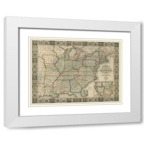 Travellers Guide to the US White Modern Wood Framed Art Print with Double Matting by Atwood, J.M.