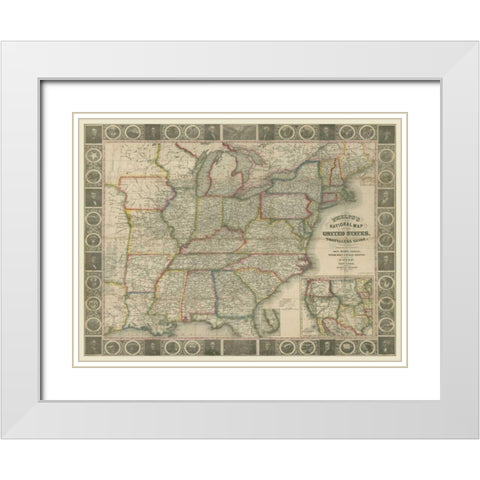 Travellers Guide to the US White Modern Wood Framed Art Print with Double Matting by Atwood, J.M.