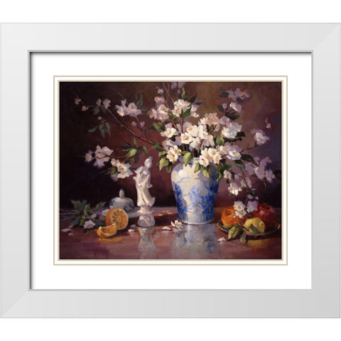 Kuan Yen White Modern Wood Framed Art Print with Double Matting by Johnston, Maxine