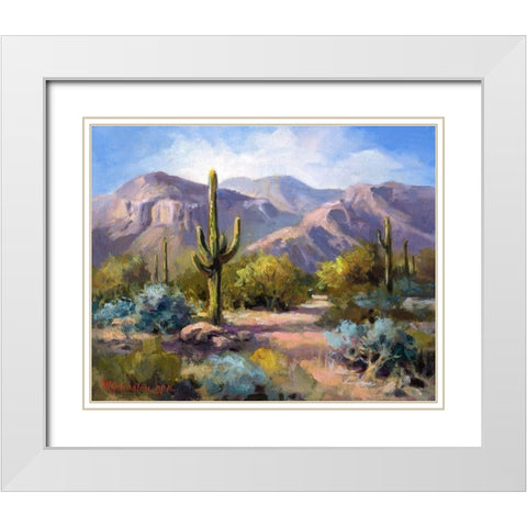 Catalina Mountain Foothills White Modern Wood Framed Art Print with Double Matting by Johnston, Maxine