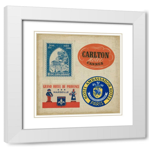 Vintage Travel Collage IV White Modern Wood Framed Art Print with Double Matting by Vision Studio