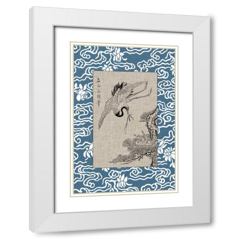 Asian Crane Panel I White Modern Wood Framed Art Print with Double Matting by Vision Studio