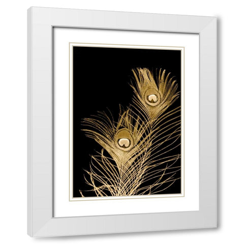 Plumes Dor II White Modern Wood Framed Art Print with Double Matting by Johnson, Jason