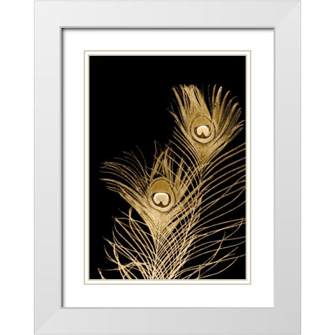 Plumes Dor II White Modern Wood Framed Art Print with Double Matting by Johnson, Jason