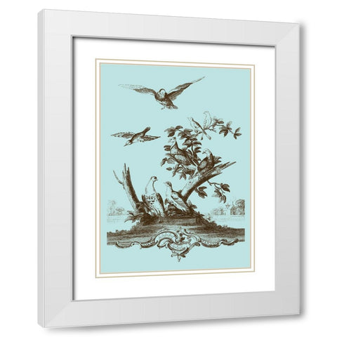 Avian Toile IV White Modern Wood Framed Art Print with Double Matting by Vision Studio