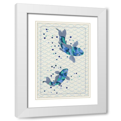 Playful Koi I White Modern Wood Framed Art Print with Double Matting by Bryant, Rebecca