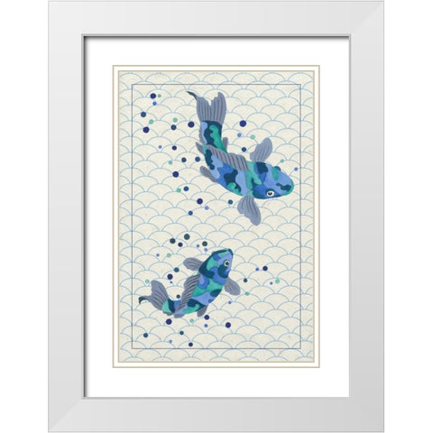 Playful Koi I White Modern Wood Framed Art Print with Double Matting by Bryant, Rebecca