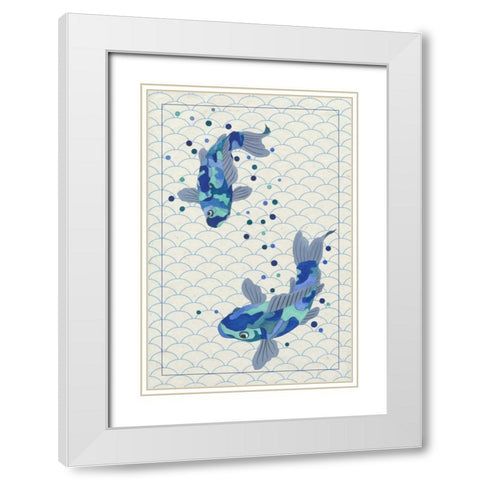 Playful Koi II White Modern Wood Framed Art Print with Double Matting by Bryant, Rebecca