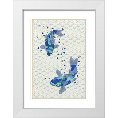 Playful Koi II White Modern Wood Framed Art Print with Double Matting by Bryant, Rebecca