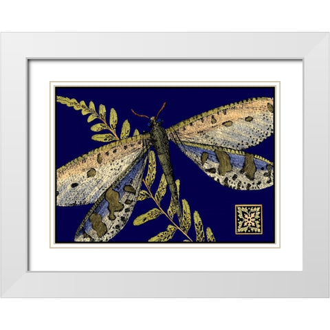 Mini Shimmering Dragonfly III White Modern Wood Framed Art Print with Double Matting by Vision Studio