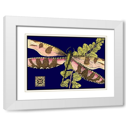 Mini Shimmering Dragonfly IV White Modern Wood Framed Art Print with Double Matting by Vision Studio