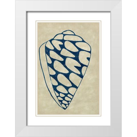 Indigo Shell IV White Modern Wood Framed Art Print with Double Matting by Zarris, Chariklia