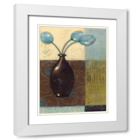 Ebony Vase with Blue Tulips II White Modern Wood Framed Art Print with Double Matting by Wyatt Jr., Norman