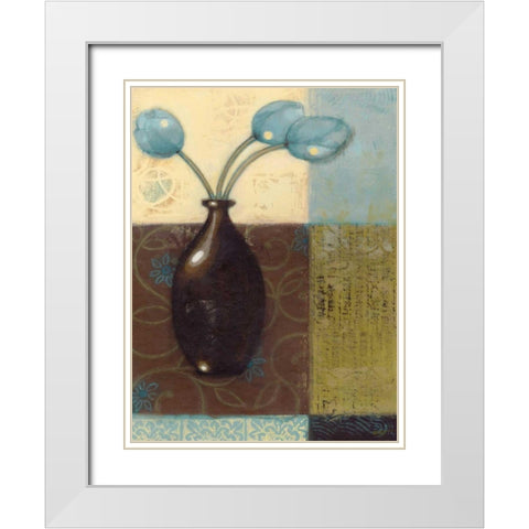 Ebony Vase with Blue Tulips II White Modern Wood Framed Art Print with Double Matting by Wyatt Jr., Norman