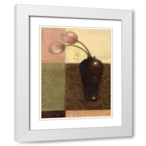 Ebony Vase with Tulips I White Modern Wood Framed Art Print with Double Matting by Wyatt Jr., Norman