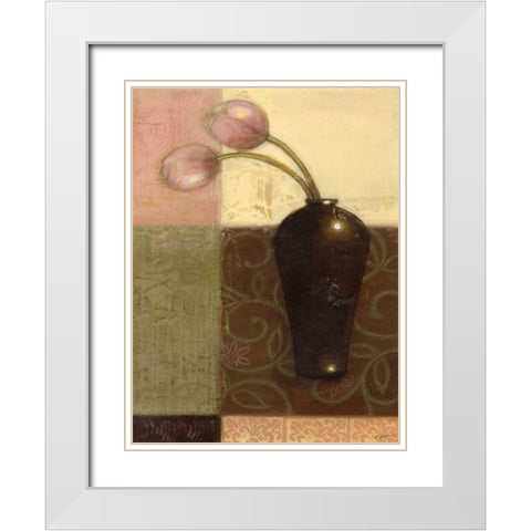 Ebony Vase with Tulips I White Modern Wood Framed Art Print with Double Matting by Wyatt Jr., Norman