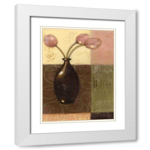 Ebony Vase with Tulips II White Modern Wood Framed Art Print with Double Matting by Wyatt Jr., Norman