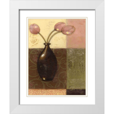 Ebony Vase with Tulips II White Modern Wood Framed Art Print with Double Matting by Wyatt Jr., Norman