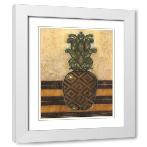 Regal Pineapple I White Modern Wood Framed Art Print with Double Matting by Wyatt Jr., Norman