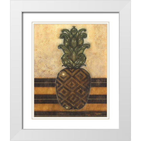 Regal Pineapple I White Modern Wood Framed Art Print with Double Matting by Wyatt Jr., Norman