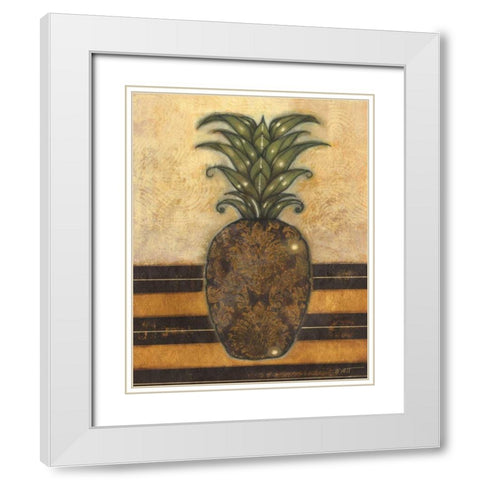 Regal Pineapple II White Modern Wood Framed Art Print with Double Matting by Wyatt Jr., Norman