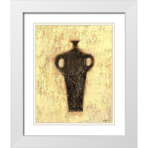 Woodcut Ebony Vase I White Modern Wood Framed Art Print with Double Matting by Wyatt Jr., Norman