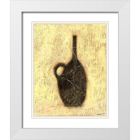 Woodcut Ebony Vase II White Modern Wood Framed Art Print with Double Matting by Wyatt Jr., Norman