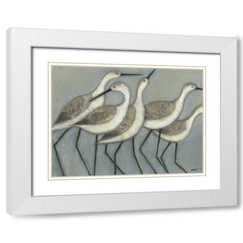 Shore Birds II White Modern Wood Framed Art Print with Double Matting by Wyatt Jr., Norman