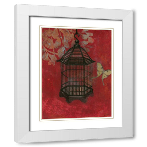 Asian Bird Cage II White Modern Wood Framed Art Print with Double Matting by Wyatt Jr., Norman