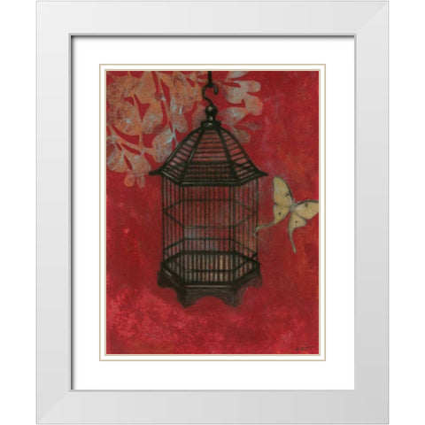 Asian Bird Cage II White Modern Wood Framed Art Print with Double Matting by Wyatt Jr., Norman