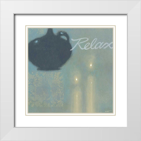 Relax White Modern Wood Framed Art Print with Double Matting by Wyatt Jr., Norman