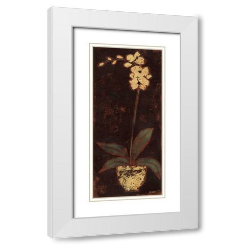 Gilded Orchid II White Modern Wood Framed Art Print with Double Matting by Wyatt Jr., Norman