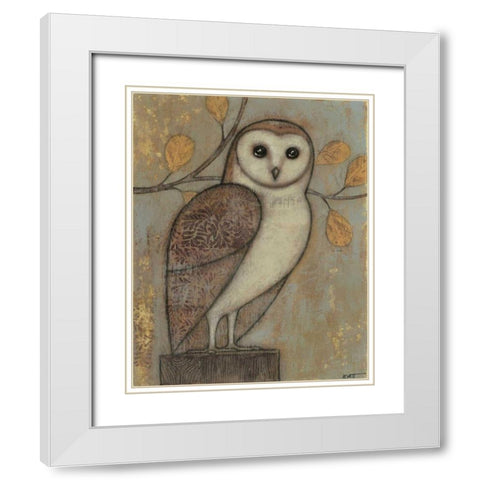 Ornate Owl I White Modern Wood Framed Art Print with Double Matting by Wyatt Jr., Norman