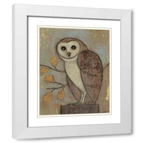 Ornate Owl II White Modern Wood Framed Art Print with Double Matting by Wyatt Jr., Norman