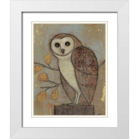 Ornate Owl II White Modern Wood Framed Art Print with Double Matting by Wyatt Jr., Norman
