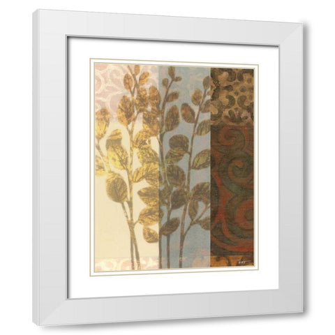 Tapestry with Leaves I White Modern Wood Framed Art Print with Double Matting by Wyatt Jr., Norman
