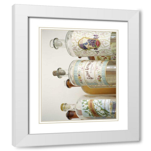 French Perfume Bottles I White Modern Wood Framed Art Print with Double Matting by Gray, Madelaine