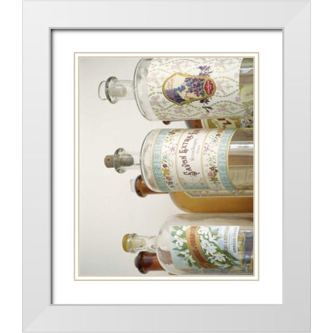 French Perfume Bottles I White Modern Wood Framed Art Print with Double Matting by Gray, Madelaine