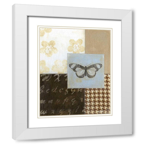 Chic Butterfly I White Modern Wood Framed Art Print with Double Matting by Wyatt Jr., Norman