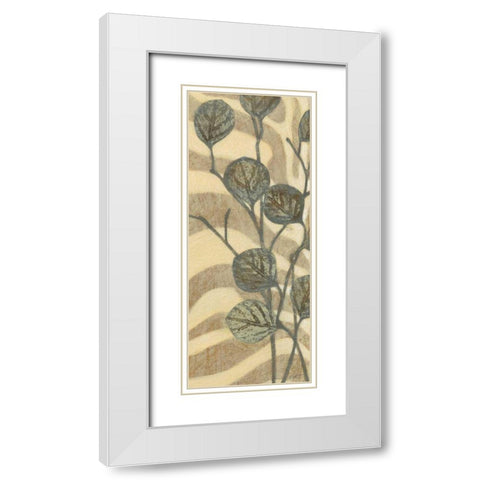 Leaves on Stripes I White Modern Wood Framed Art Print with Double Matting by Wyatt Jr., Norman
