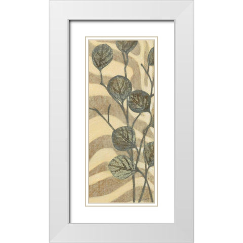 Leaves on Stripes I White Modern Wood Framed Art Print with Double Matting by Wyatt Jr., Norman