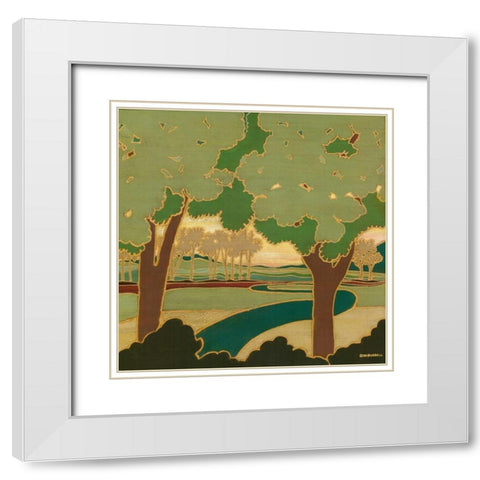Arts and Crafts Landscape I White Modern Wood Framed Art Print with Double Matting by Russell, Wendy