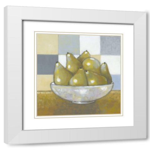 Green Pears White Modern Wood Framed Art Print with Double Matting by Wyatt Jr., Norman