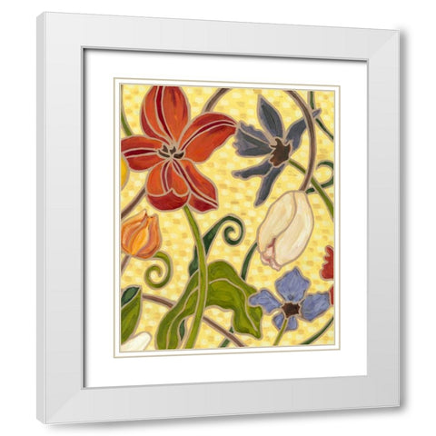 Sunny Garden I White Modern Wood Framed Art Print with Double Matting by Deans, Karen