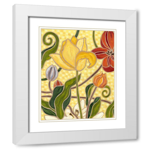 Sunny Garden II White Modern Wood Framed Art Print with Double Matting by Deans, Karen